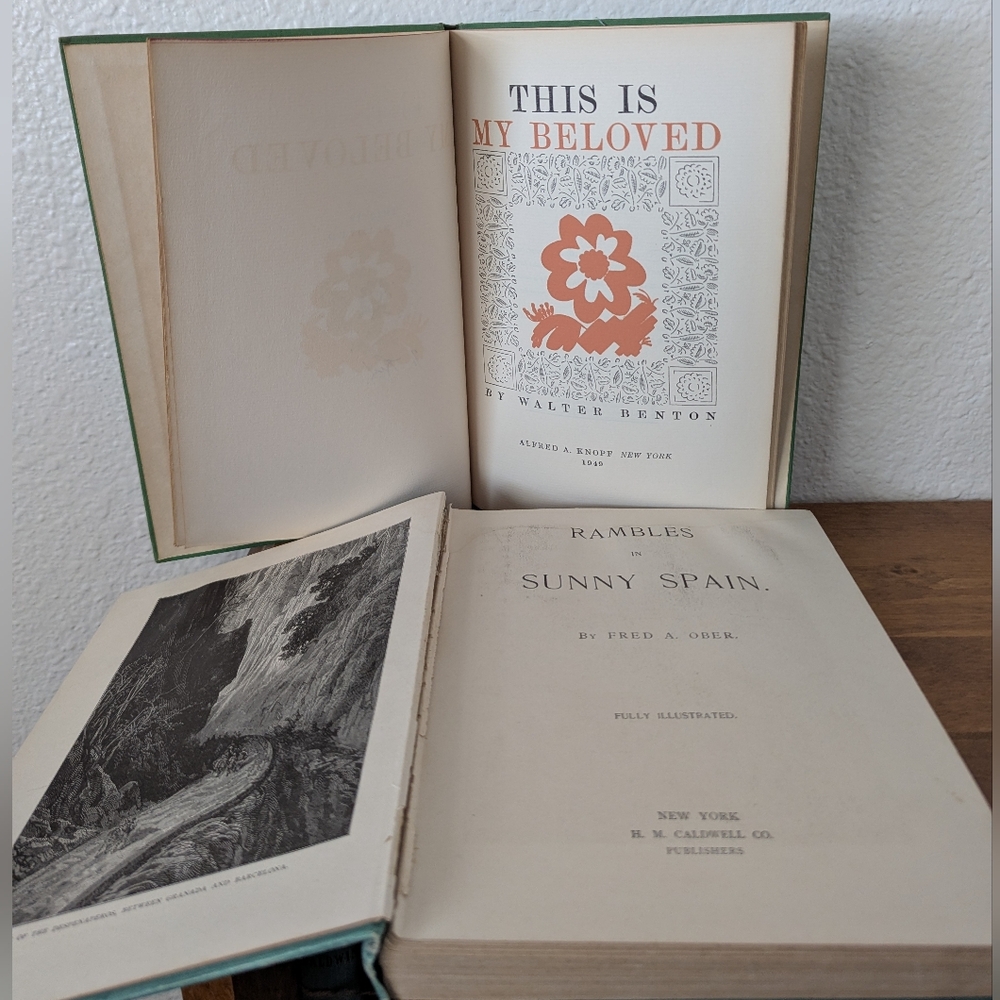 #7 Stack of 4 Hardcover Green Vintage Books - Picture 3 of 4